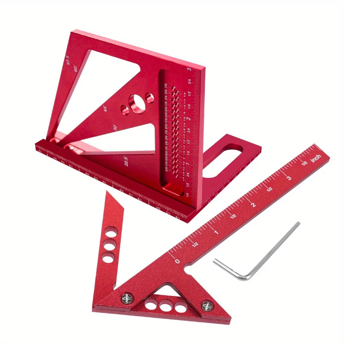 Zestaw kątomierz i ekierka stolarska z aluminium, 2 szt.