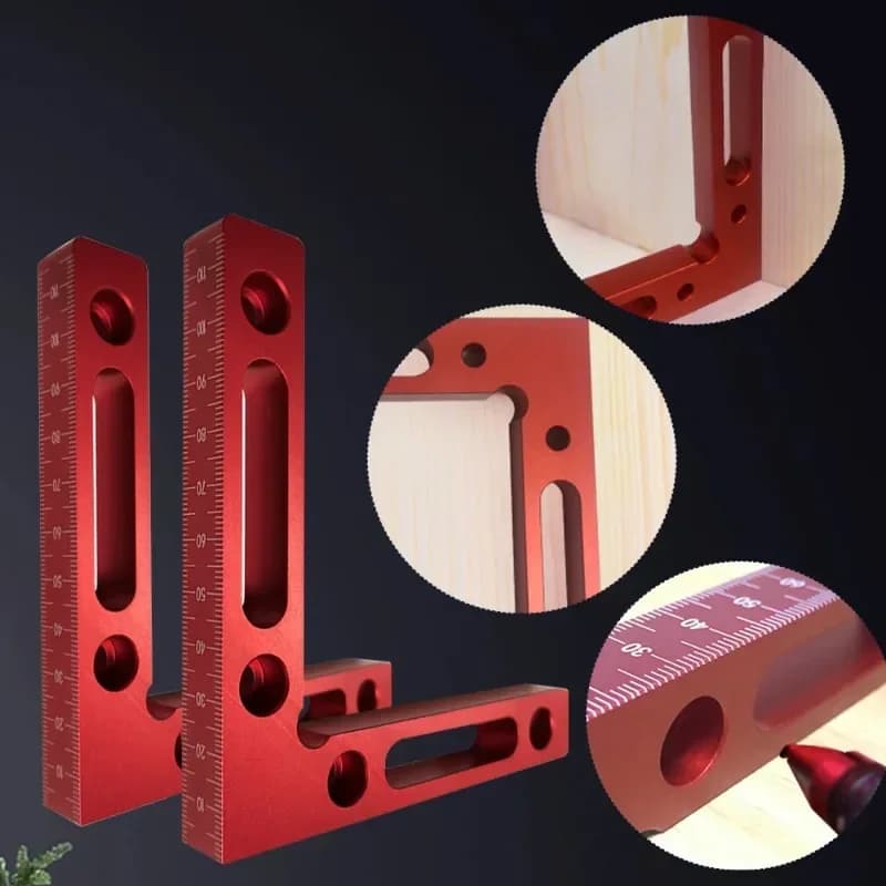 Aluminiowy kwadrat pozycjonujący 90° z zaciskiem, zestaw 2 szt.