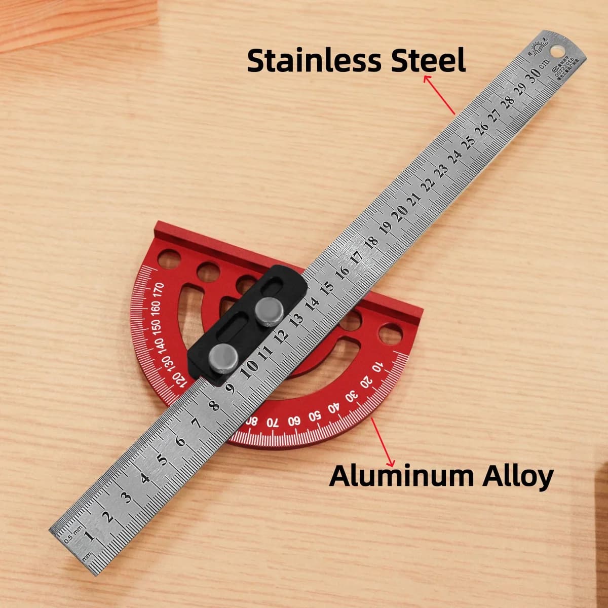 Aluminiowy kątomierz precyzyjny 180 stopni i znacznik liniowy