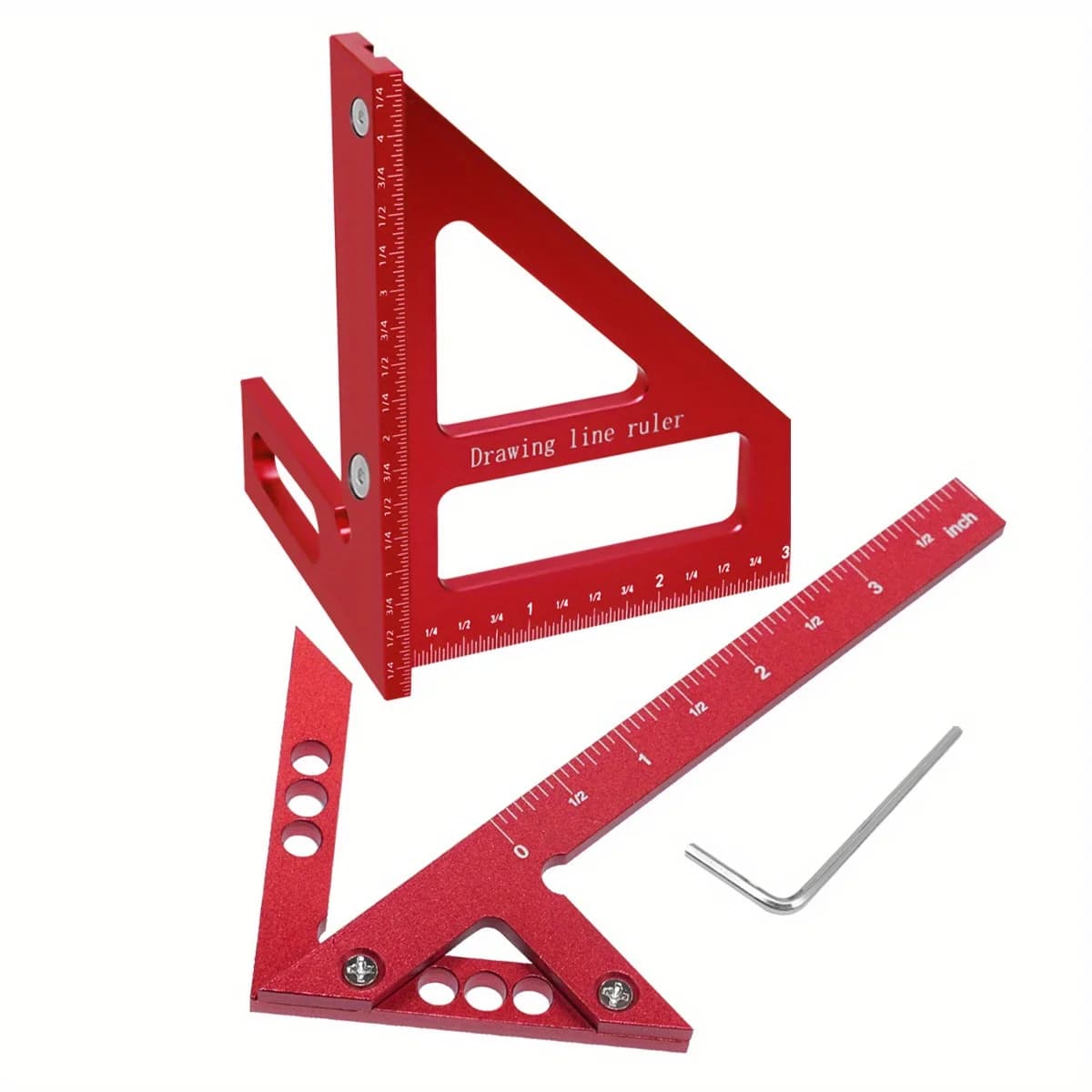 Zestaw kątomierz i ekierka stolarska z aluminium, 2 szt.