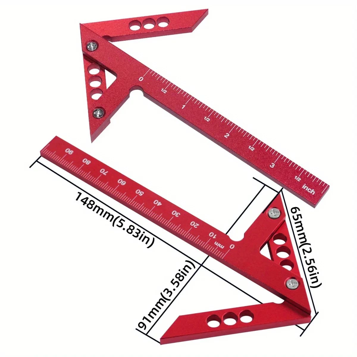 Zestaw kątomierz i ekierka stolarska z aluminium, 2 szt.