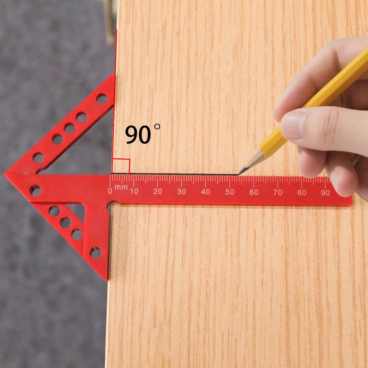 Plastikowy liniał do wyznaczania środka z oznaczeniami 45° i 90°