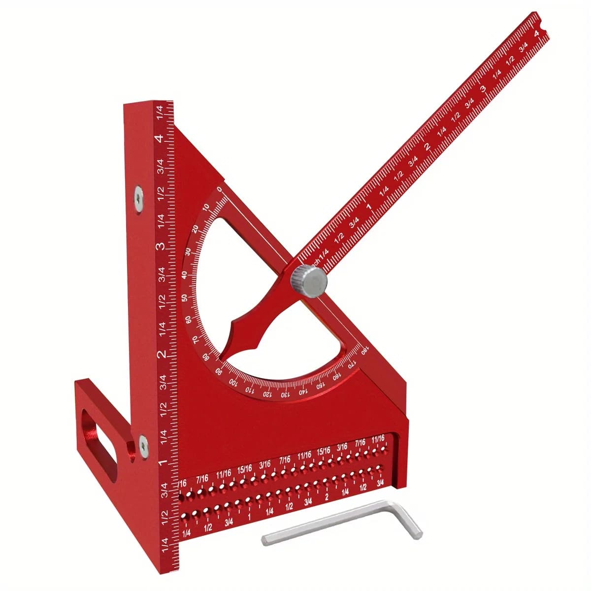 Aluminiowy regulowany kątomierz stolarski