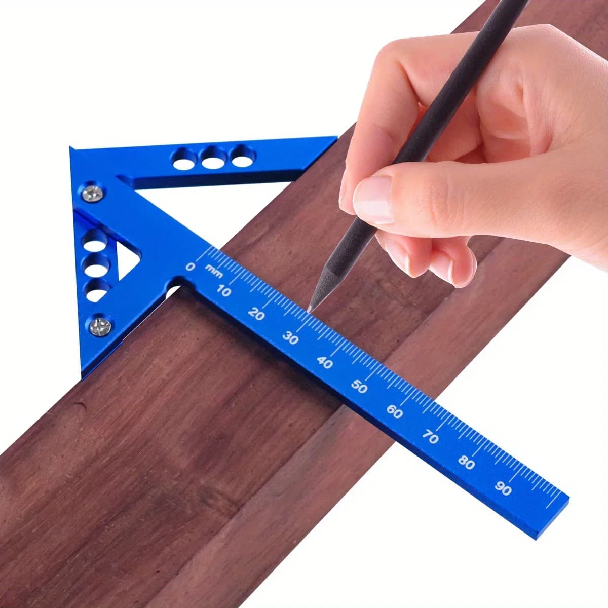 Aluminiowy kwadrat do wyznaczania środka z kątomierzem 45/90°