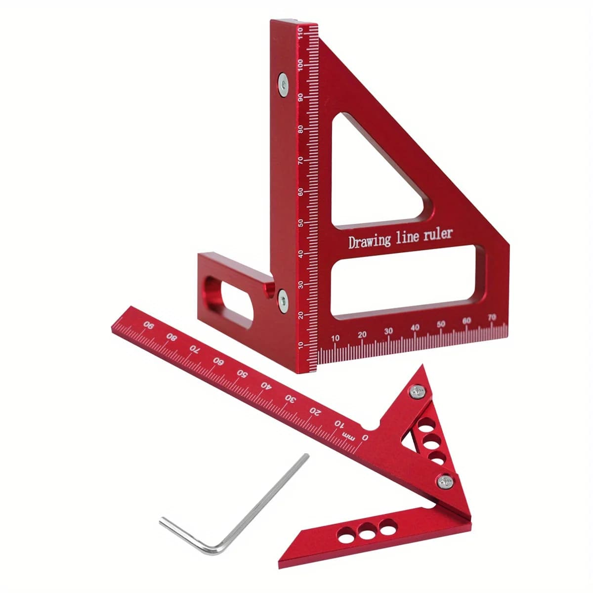 Zestaw kątomierz i ekierka stolarska z aluminium, 2 szt.