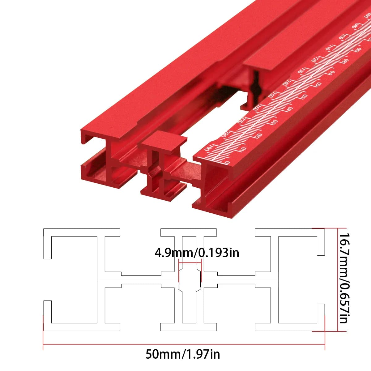 Regulowany system prowadnic do stołu frezarskiego z aluminium