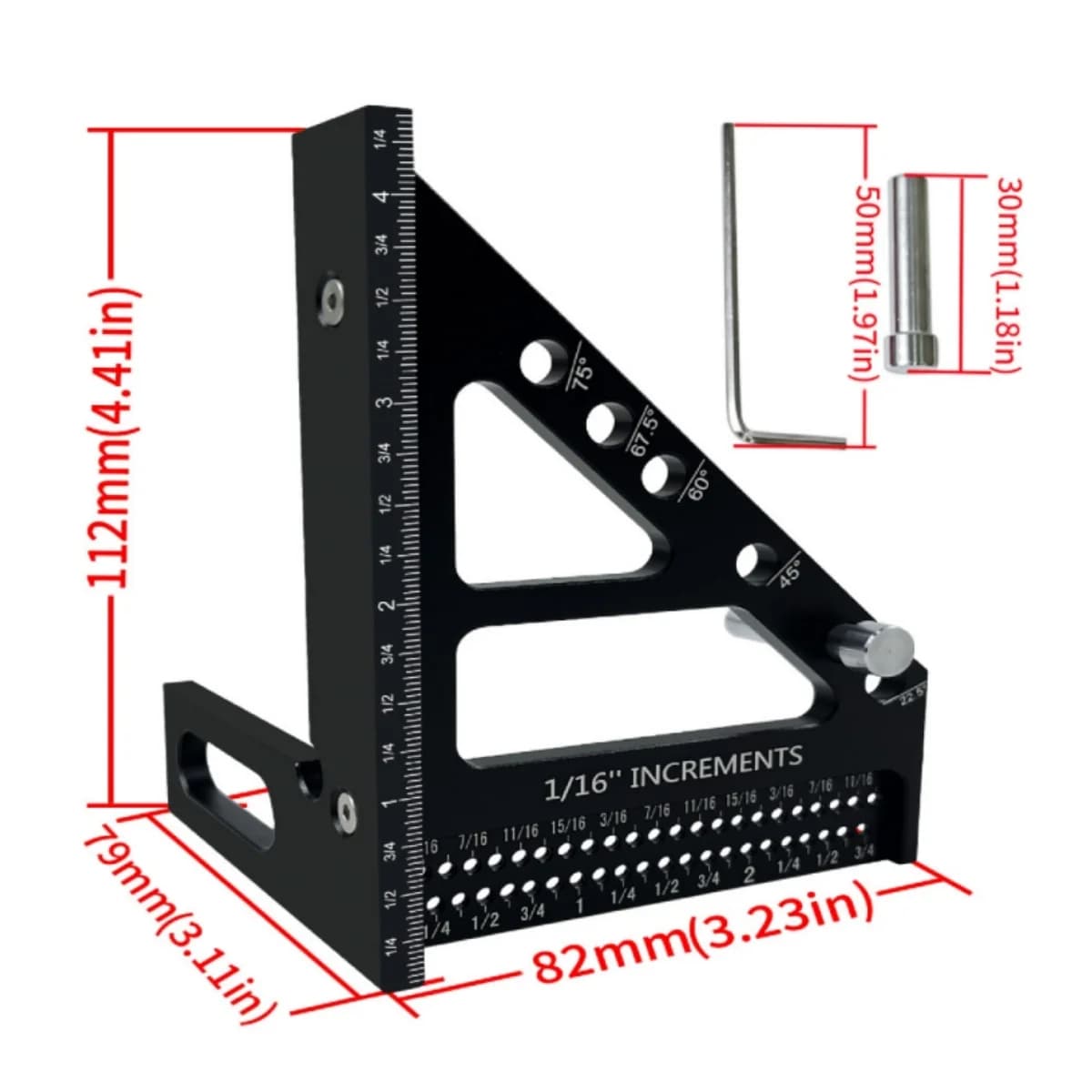 Aluminiowy kątomierz przestrzenny 3D z rysikiem