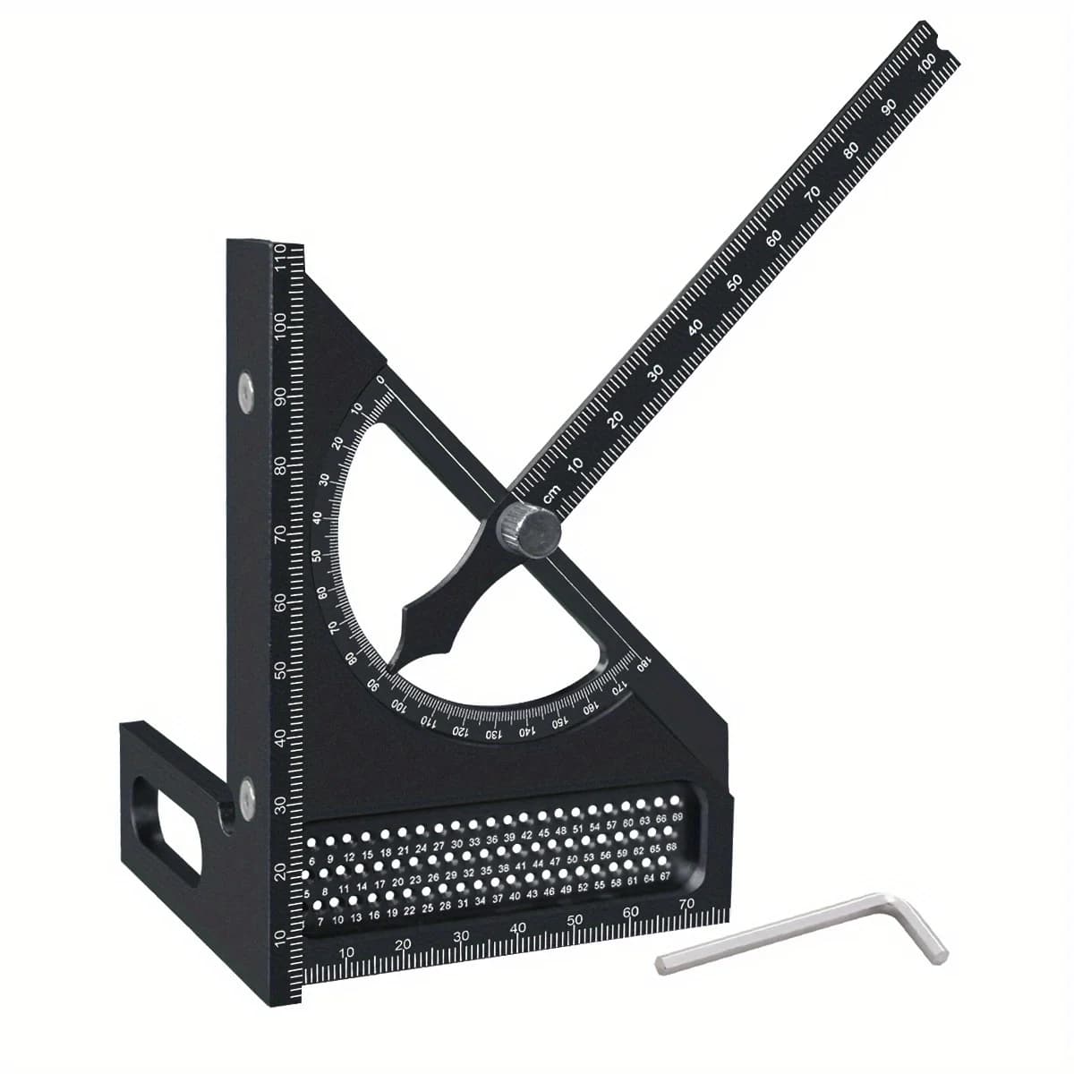 Aluminiowy regulowany kątomierz stolarski
